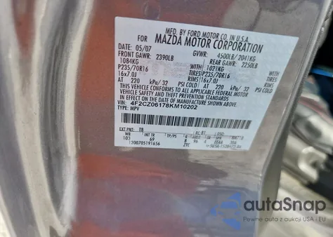 2008 Mazda Tribute S из США, поврежденный, VIN 4F2CZ06178KM10202